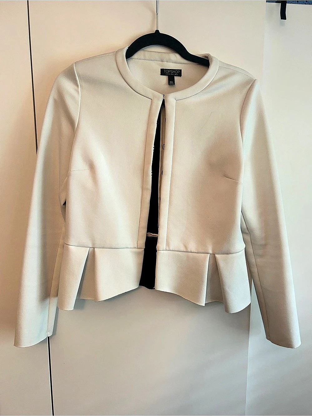 TOPSHOP Cream Peplum Blazer